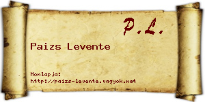 Paizs Levente névjegykártya